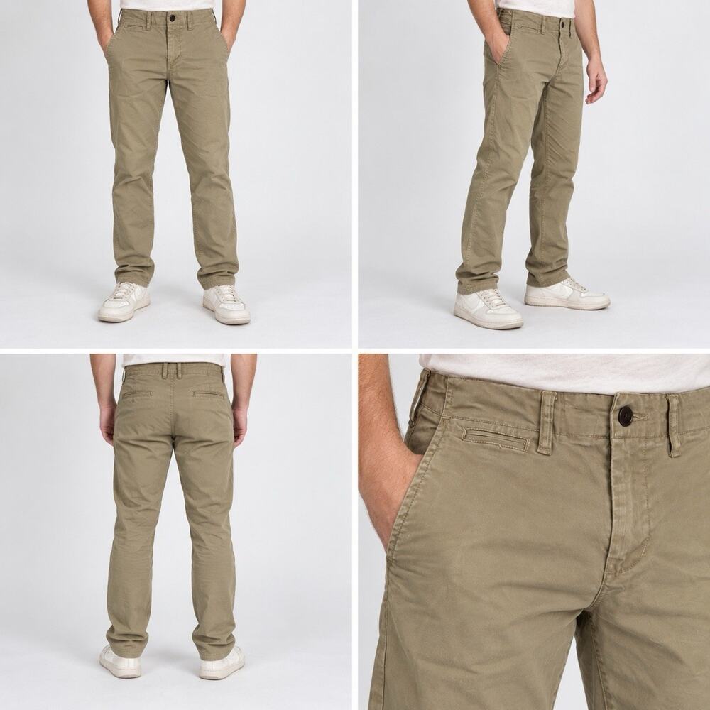 American Eagle Chino Pants Mens 29x34 Khaki Tan Flat Front Casual Preppy